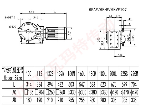 KAF KHF KVF107減速機尺寸圖 KAF KHF KVF107減速機尺寸圖